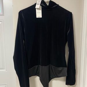 Express Velvet Mock Neck Bodysuit – Size Large (NWT)